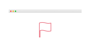 Une page de navigateur sur laquelle figure un drapeau rouge