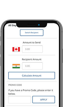 Choose the amount for global money transfer