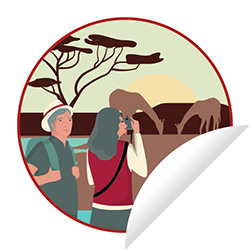 Retired couple sightseeing on safari