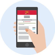 CIBC client checks credit score on smartphone