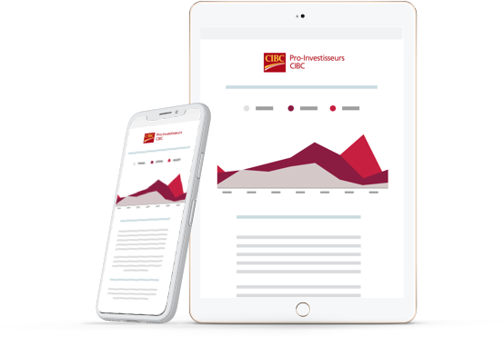 Des appareils mobiles sur lesquels est affiché un graphique présentant des placements en croissance