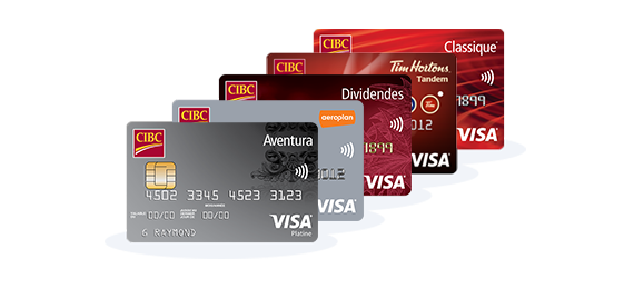 Cinq types de cartes de crédit Visa CIBC