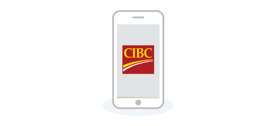 Smartphone with CIBC logo on the screen