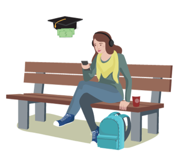 Une étudiante se renseigne sur le concours sur son téléphone.