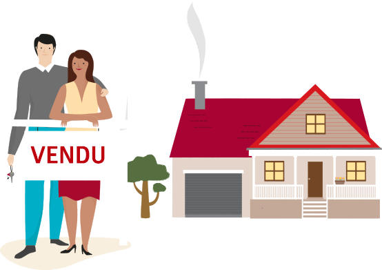 Un couple debout devant leur nouvelle maison